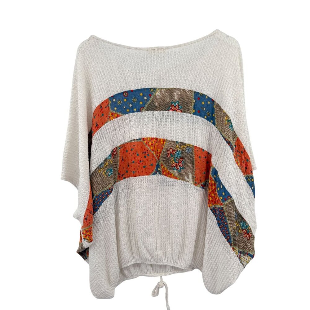 Easel Boho Patchwork Shirt Size Medium Waffle Ove… - image 7